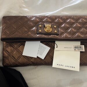 Marc Jacobs Metallic Brown Quilted Clutch NWT NEVER WORN
